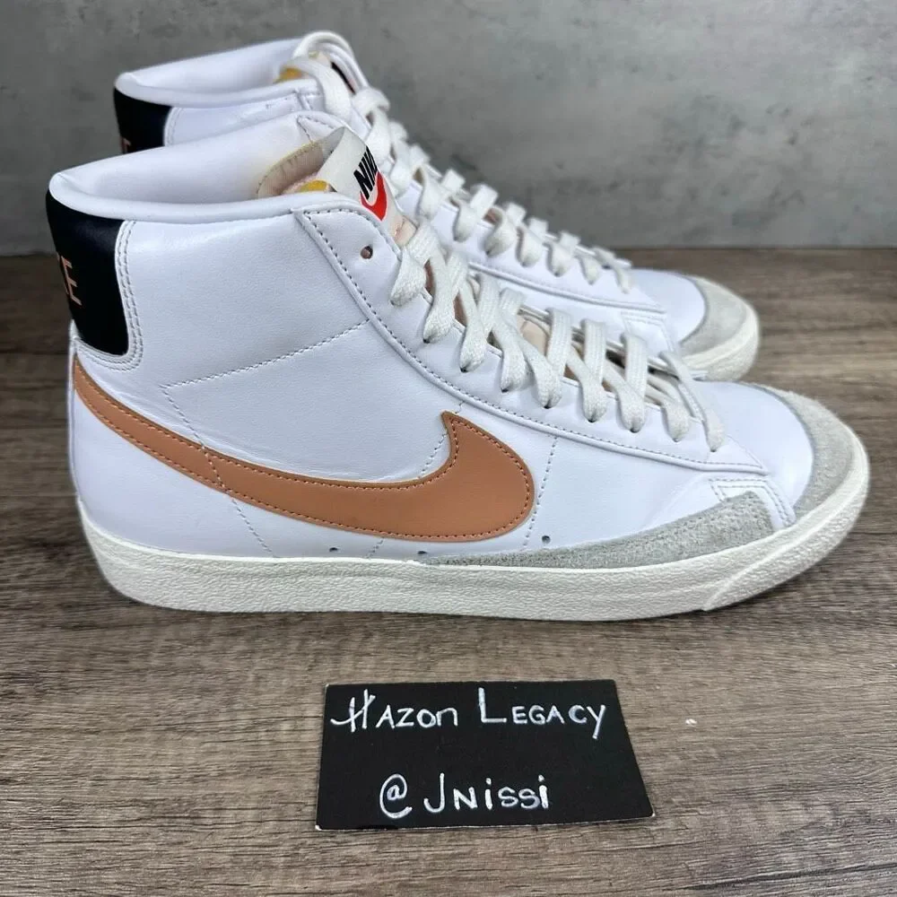 Nike~Men’s~Blazer Mid '77 Vintage Shoes “White/Amber Brown”‎ ~Size 10.5